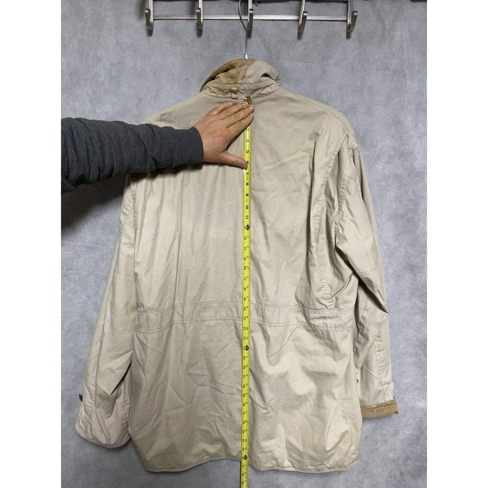 VTG J Crew Coat Men XLT Beige Chore Flannel Lined Oarsman Rugged 90s Barn Jacket
